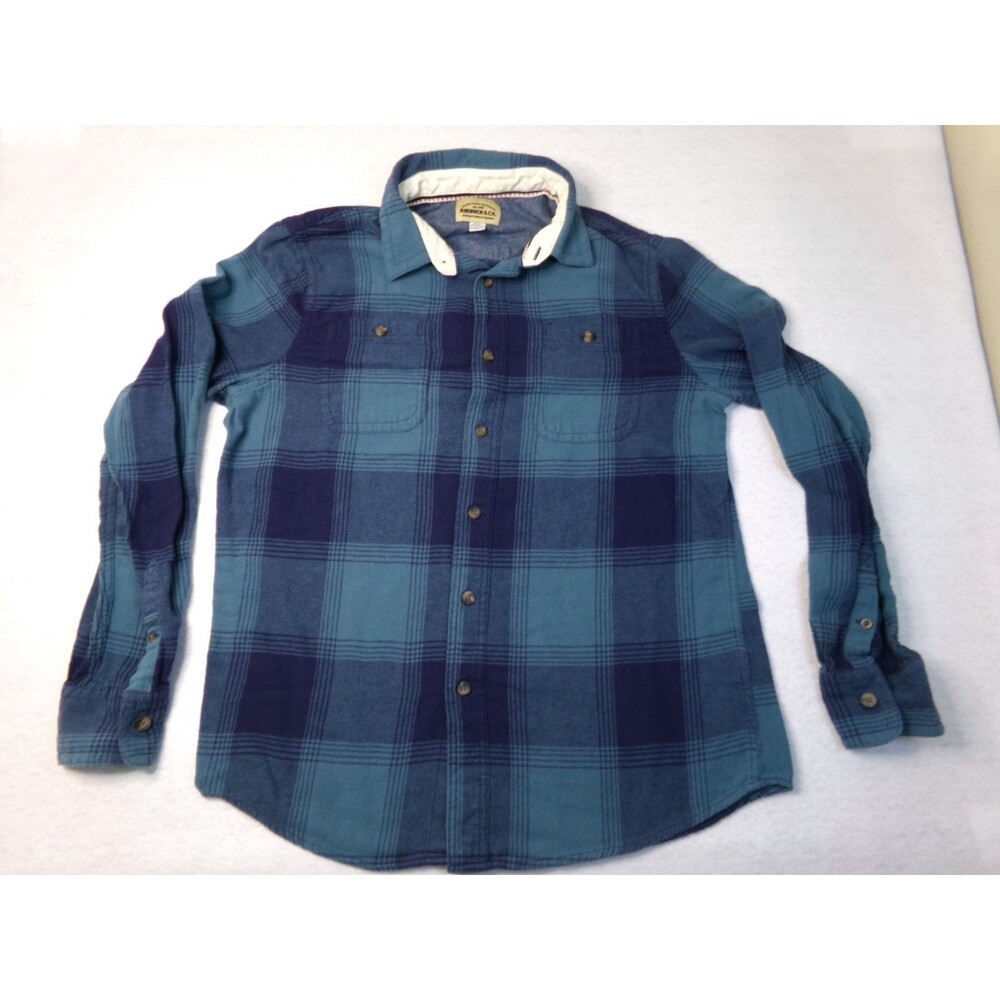 Roebuck & Co Men Medium Blue Plaid Western Shirt Cowboy Rodeo